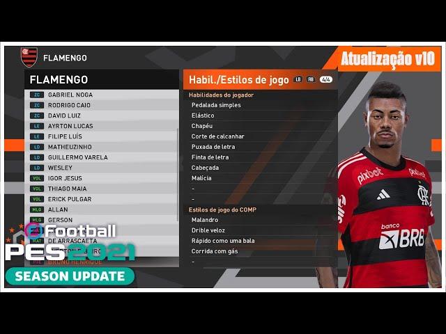 PES 2021 [PATCH BMPES V10] FACES/OVERALL DE TODOS OS JOGADORES DO FLAMENGO (BMPES 2023)