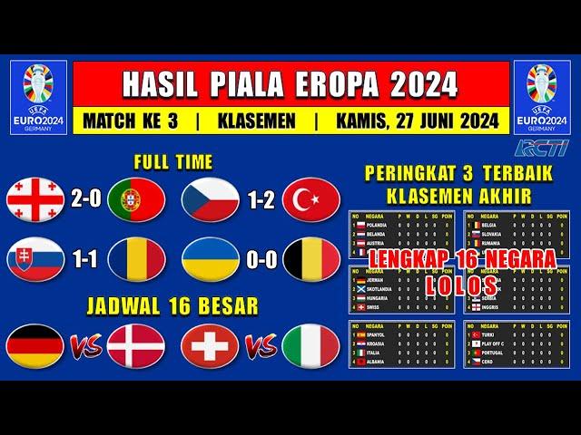 Hasil Piala Eropa 2024 Tadi Malam - GEORGIA vs PORTUGAL - CEKO vs TURKI - Klasemen EURO 2024