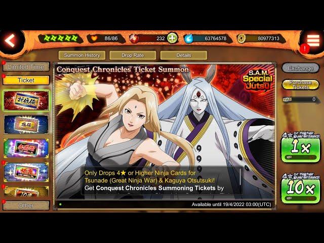 Nxb Nv : testing conquest Chronicle Ticket Summon 20x[ Kaguya vs Tsunade ] 