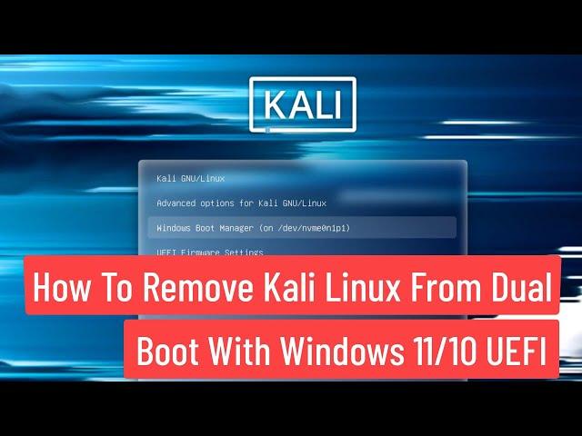 How To Remove Kali Linux From Dual Boot With Windows 11/10  UEFI Boot