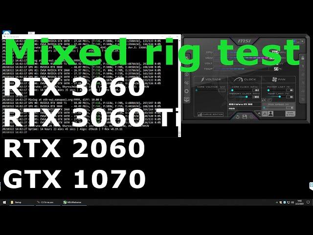 RTX 3060 in mixed crypto mining rig - 1070, 2060, 3060 Ti