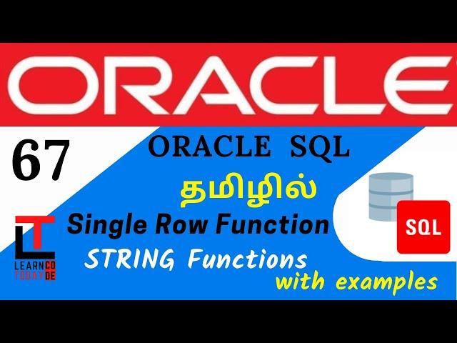 STRING FUNCTION with example | Oracle SQL tutorial in TAMIL @learncodetodaytamil