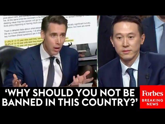 FIERY: Josh Hawley Piteously Grills TikTok's CEO At Senate Hearing On Online Child Safety