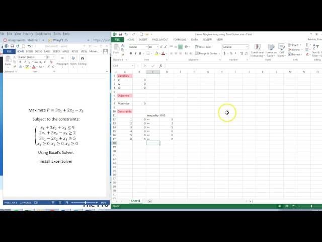 Solving Linear Programming Problem using Excel's Solver