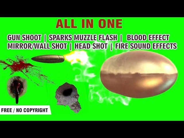 Gunshot bullets sound effects and sparks muzzle Green Screen Adobe Premiere pro  After effects