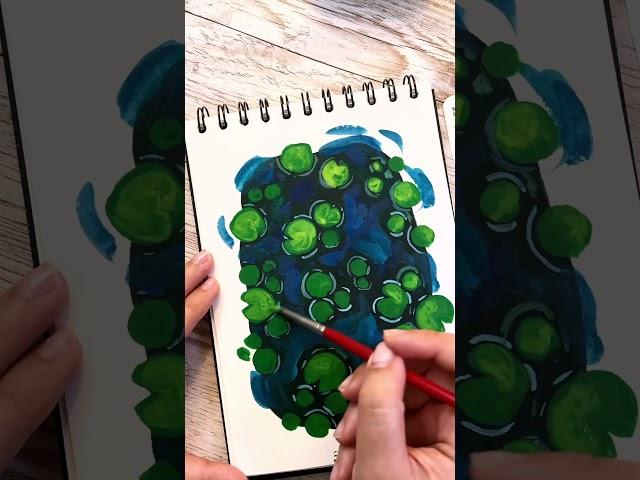 Water lilies  Gouache painting tutorial