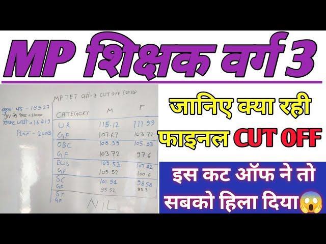 जानिए क्या रही MP शिक्षक वर्ग 3 की फाइनल cut off | mp tet varg 3 final cut off | mp tet cut off 2023