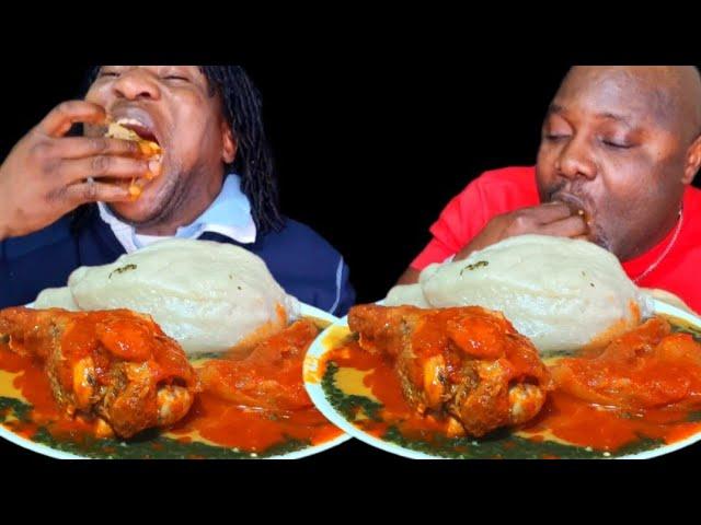 Asmr mukbang fufu and slimy ewedu stew African food eating sound