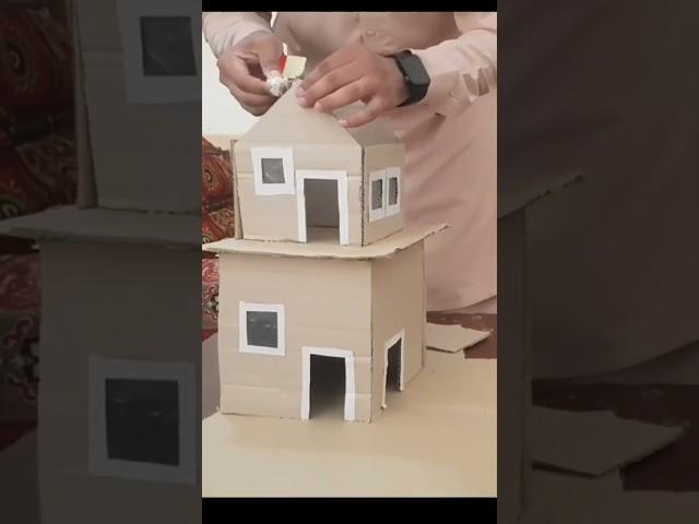 How To Make a Miniature House From Cardboard  #houseproject #cardboardcraft  #shorts