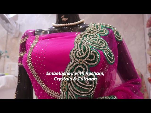 ARNG-3617 “The Mexican Pink” Premium Designer Saree||Net Fabric||Crystals||Cut Glass||Zari