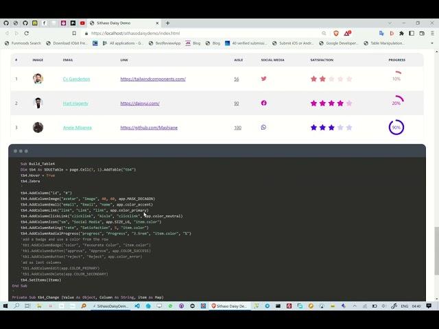 Creating TailwindCSS Table