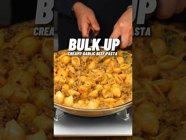 THE BEST Bulking Meal Prep, Creamy Garlic Beef Pasta, OVER 1000 calories with 72g Protein 