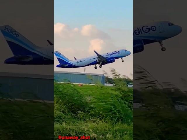 Flight takes off from runway                       #indigo #flight #runway #aeroplane #skyview