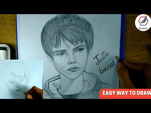 How to draw a Justin bieber sketch  || Full Tutorial || Ibrahim drawing  artist