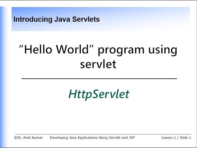 Video #6 First Program Hello World program using Http Servlet in Eclipse