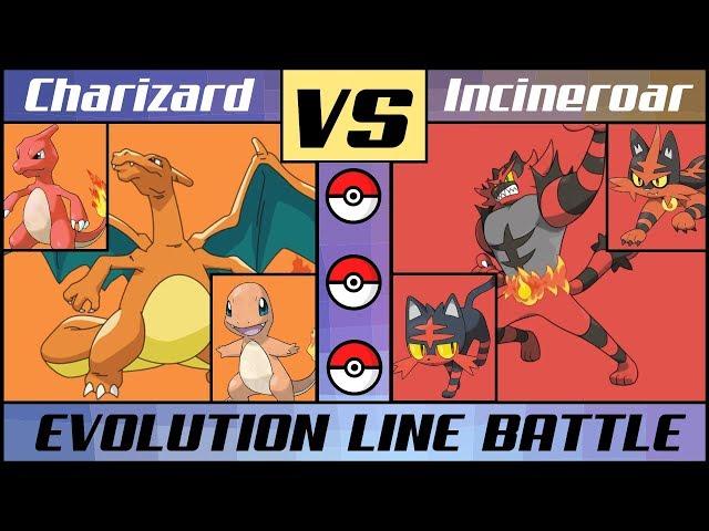 CHARIZARD vs. INCINEROAR! Starter Evolution Line Battle (Pokémon Sun/Moon)