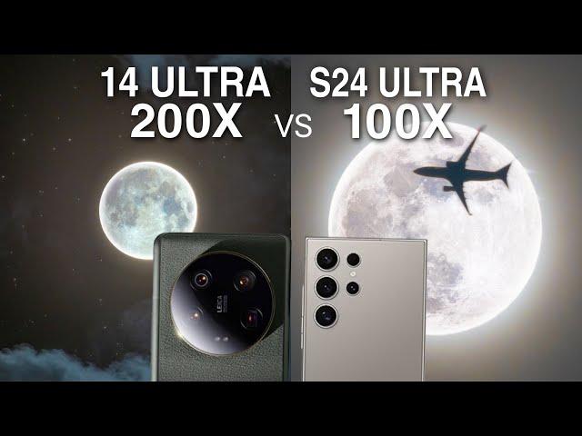 Xiaomi 14 Ultra 200X Vs Samsung Galaxy S24 Ultra Moon Zoom Test | 200X Vs 100X