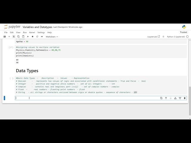 Data Science using Python - Variables and Datatypes