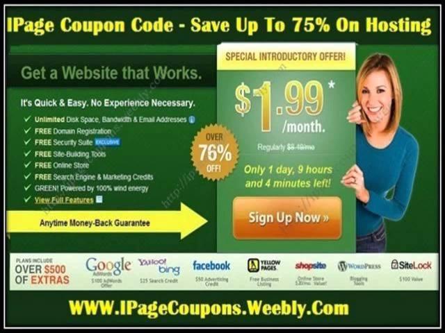 IPage Coupon Codes For 75% off On Ipage Hosting Plans