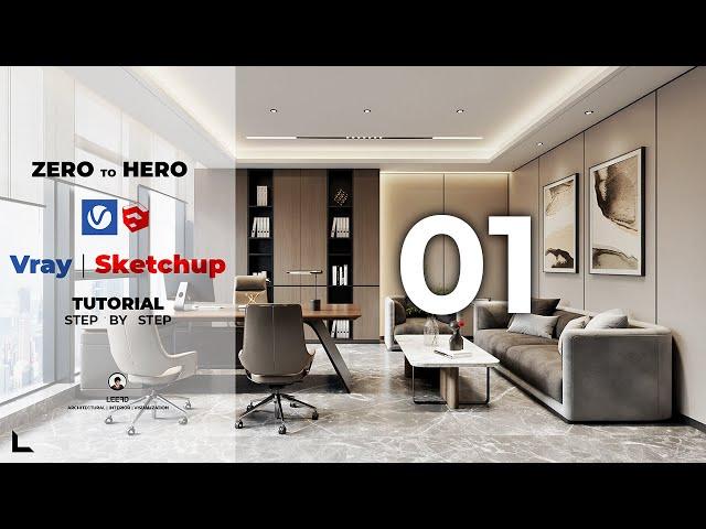 EASY VRAY 6 FOR SKETCHUP | Realistic Interior Rendering | From Start To Finish | Part 1 #interior 01