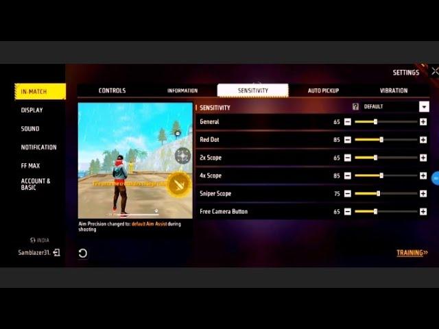 FREE FIRE MAX GAME BEST SENSITIVITY ONLY FOR SAMSUNG GALAXY A20 MOBILE VIDEO