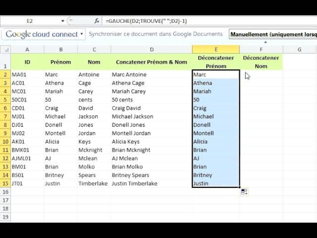 Concatener et déconcatener des informations dans Excel