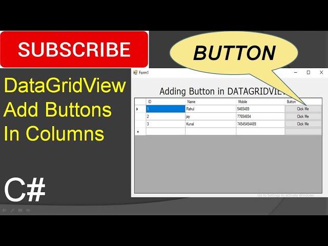 Add button in column in DataGridView in c#