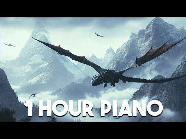 [1 Hour] How to Train Your Dragon (Calm Piano + Rain ASMR) | Study, Work, Ambience...