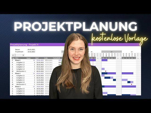 Excel Gantt Diagramm- Professionelle Projektplanung mit Scrollbar, KW, Meilensteinen, Fortschritt