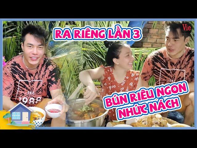 Ra riêng lần 3, vợ chồng Dương Lâm - Quỳnh Quỳnh tình tứ nấu bún riêu dưới mái chòi trang vách lá