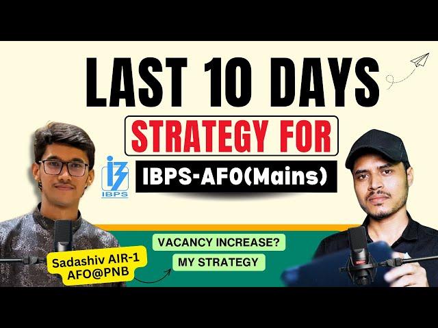 AFO Prelims Result 2024 | Topper Last 10 Days Strategy for AFO(Mains) by Sadashiv AFO@PNB