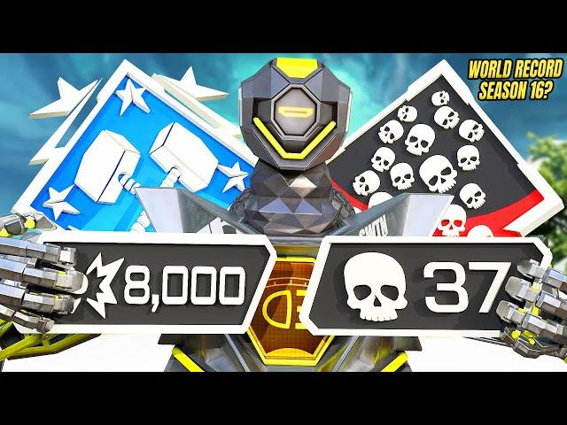 INSANE 37 KILLS & 8000 DAMAGE - WORLD RECORD KILLS OF SEASON 16?  (Apex Legends Gameplay)