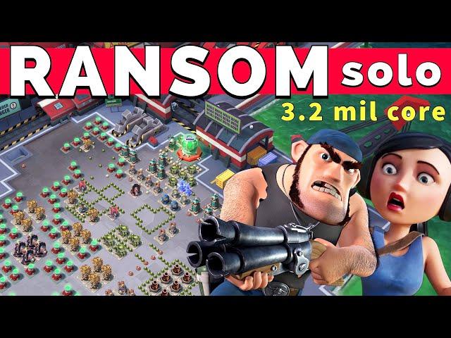 Bullit CORE WRAP on 3.2 million RANSOM  great SOLO - BOOM BEACH gameplay/operation attack strategy