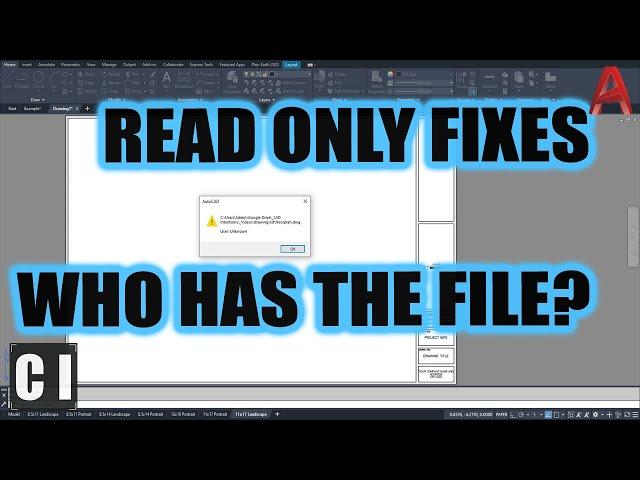 Easy AutoCAD Trick to Find Who Has a Drawing Open! - Read Only / DWG In Use Message Fix