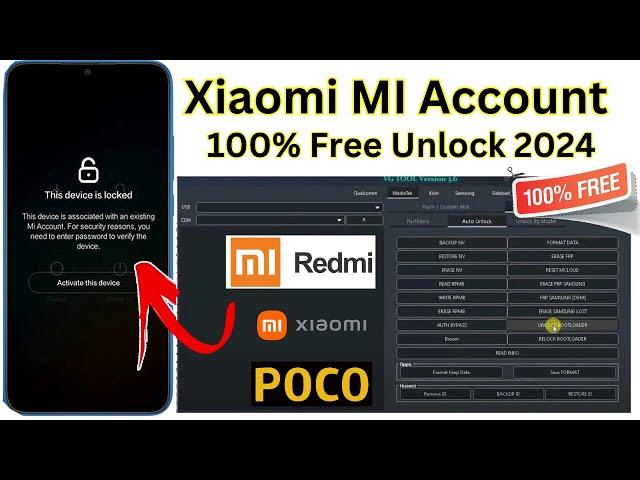 All Xiaomi Mi Account Remove 2024 Unlock Mi Account Redmi/POCO 100% Free Tool Bypass Mi Cloud ID!