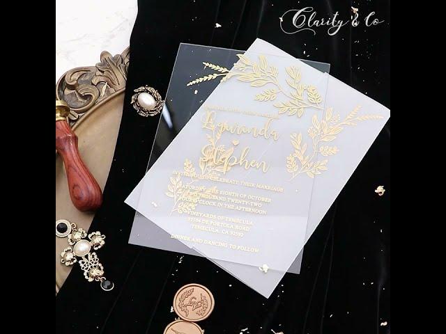 19 Gold acrylic wedding invitations for modern wedding