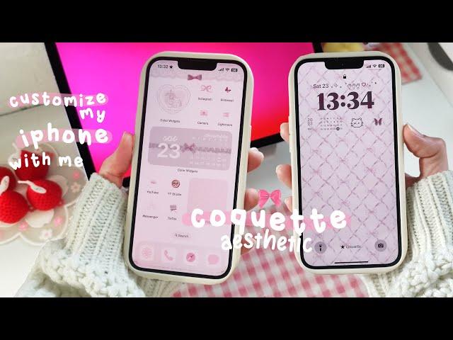 CUSTOMIZE MY IPHONE 13 WITH ME  how I make my phone aesthetic  COQUETTE THEME pinterest aesthetic