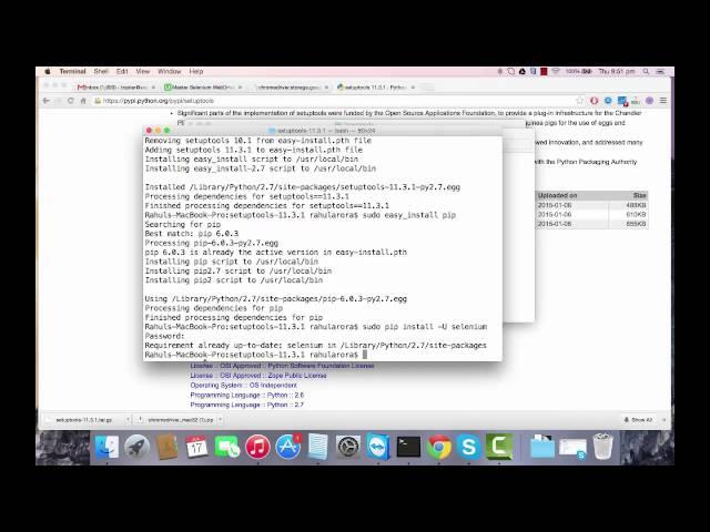 Selenium Python Tutorial - installing selenium on mac