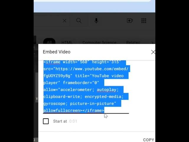 Embed a YouTube video in HTML | HTML Basics | Frontend #shorts #shortvideo #html #css #coding #web