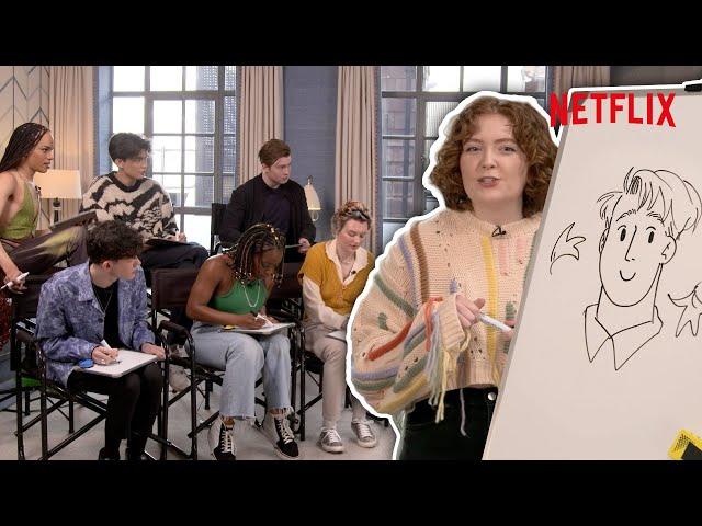 Alice Oseman Teaches The Cast Of Heartstopper How To Draw Nick and Charlie  | Netflix