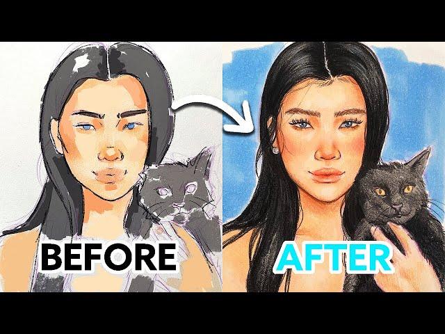 How to Color with MARKERS and COLORED PENCILS LIKE A PRO | Natalia Madej