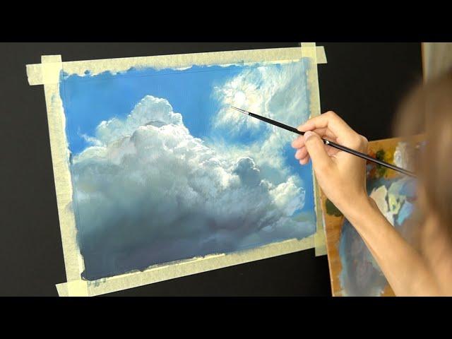 Масляная живопись для начинающих. Рисуем пейзаж  #4 Небо . Распаковка ! Art tutorial. Oil painting