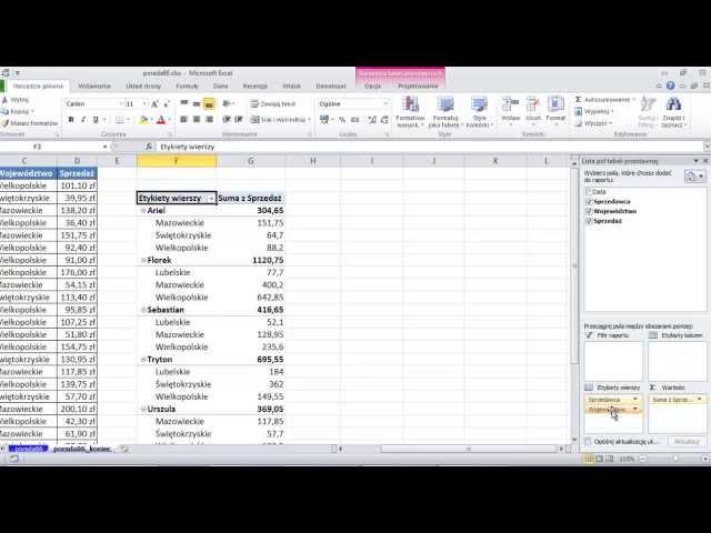 Excel - Tabela przestawna - jak wstawić i krótkie omówienie - porada #86