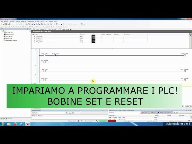 Programmare Bobine Set e Reset nei PLC (latch e unlatch) in Codesys.