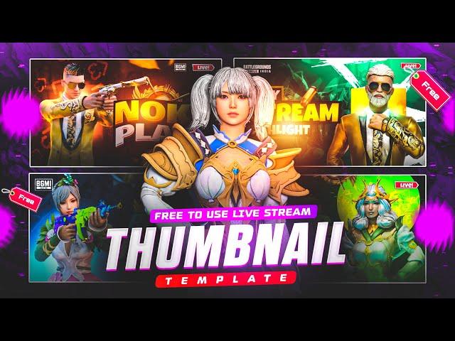 Free Gaming BGMI / PUBG Live Stream THUMBNAIL PLP Preset | Live Stream Thumbnail Templates PART 2