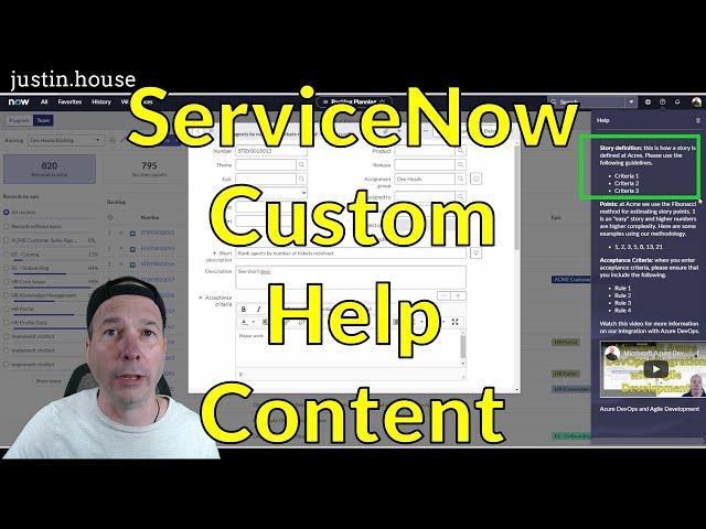 ServiceNow Custom Help Content