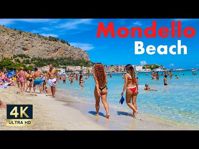 Mondello Beach Palermo Sicily Italy  4K Walking Tour 2022