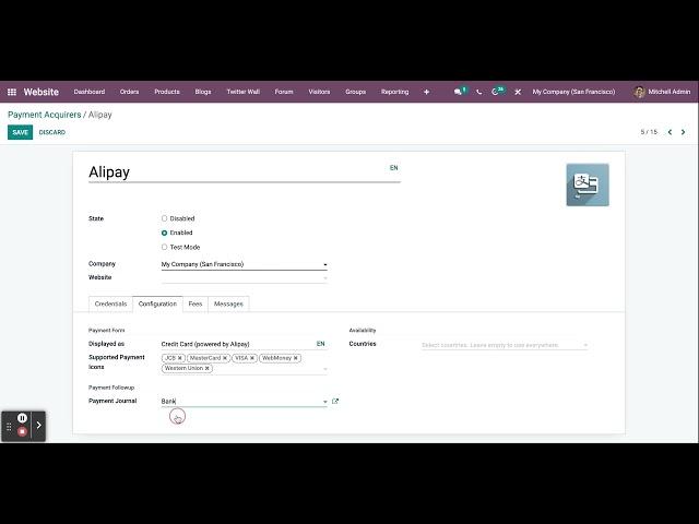 Odoo 15 Payment Methods