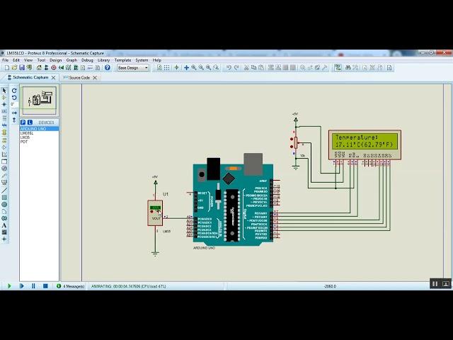 LM35 Temperature Sensor with Arduino Proteus Simulation