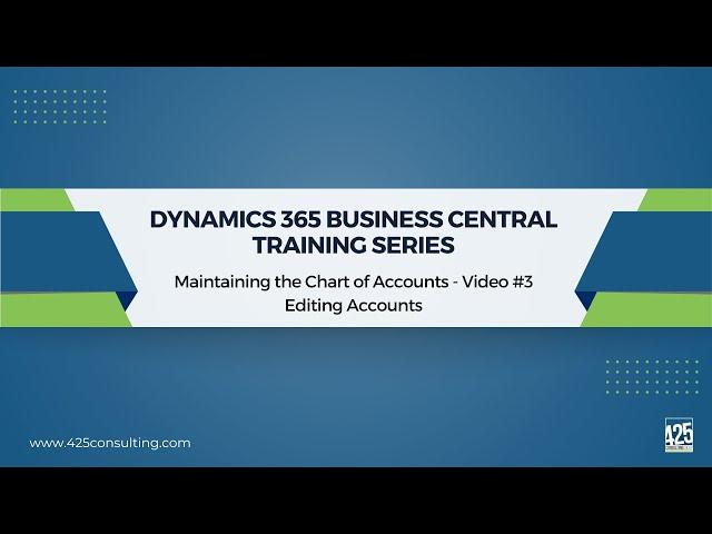 Editing the Chart of Accounts in Microsoft Dynamics 365 Business Central